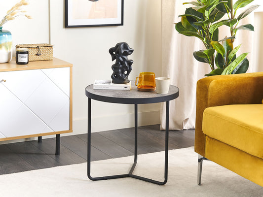 Kaffeetisch grau / schwarz ⌀ 50 cm MELODY mittelgross