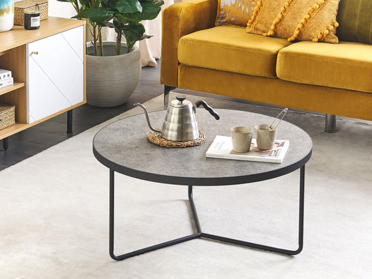 Kaffeetisch grau / schwarz ⌀ 80 cm MELODY gross