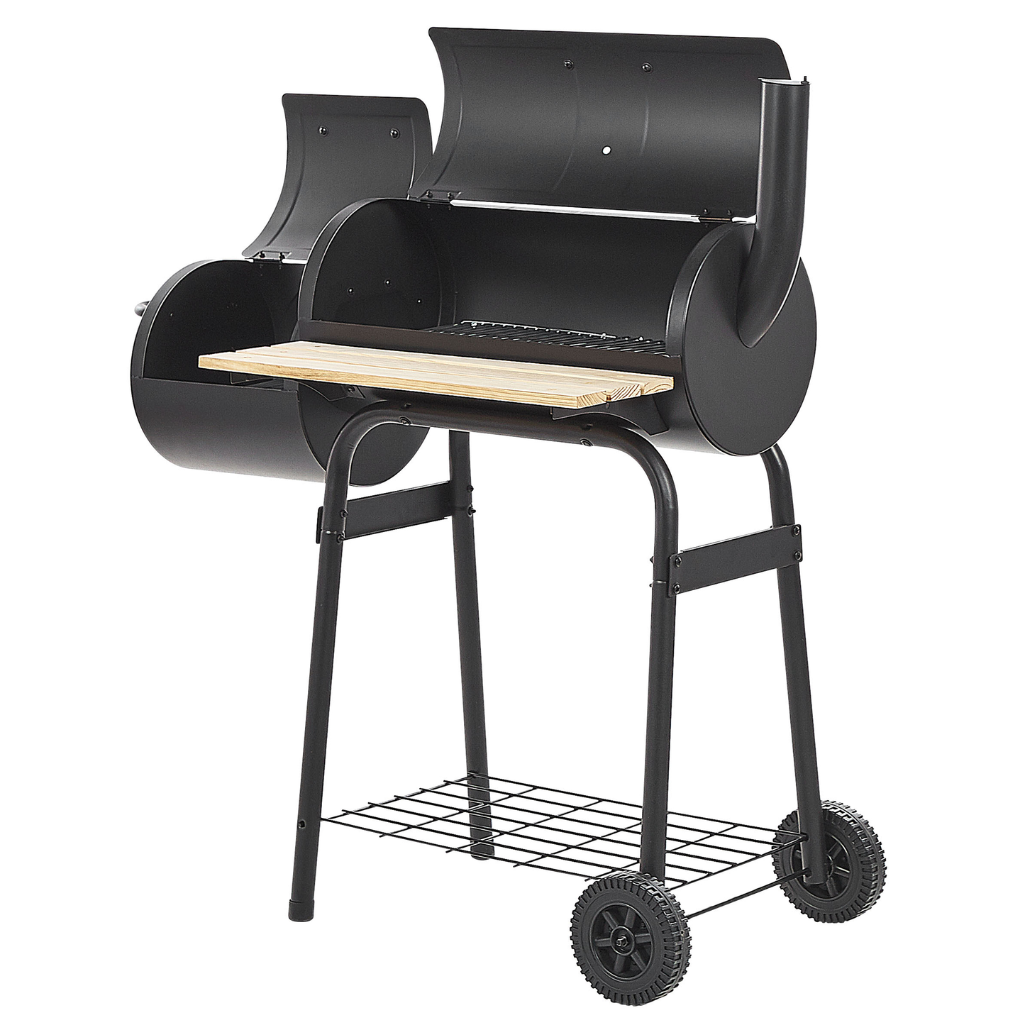 Holzkohlegrill SATAH mit Räucherkammer Metall Schwarz