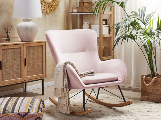 Schaukelsessel ELLAN Samtstoff Rosa