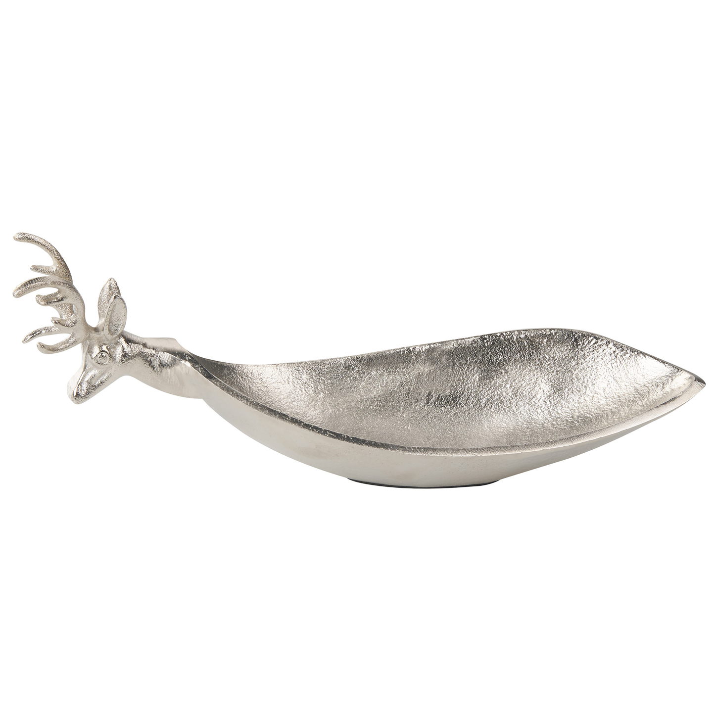 Dekoschale Aluminium silber Rentiermotiv 40 x 13 cm ANGKOR