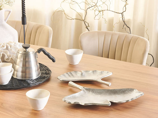 Dekoschale Aluminium silber Ginkgo Blätter 2er Set PALENQUE