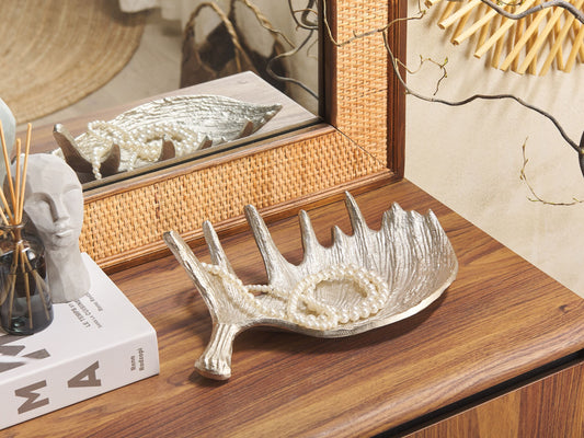 Dekoschale Aluminium silber Elchgeweihform 35 x 19 cm CARTHAGE