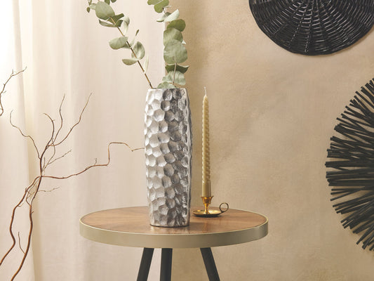 Blumenvase CALAKMUL Metall 32 cm Silber