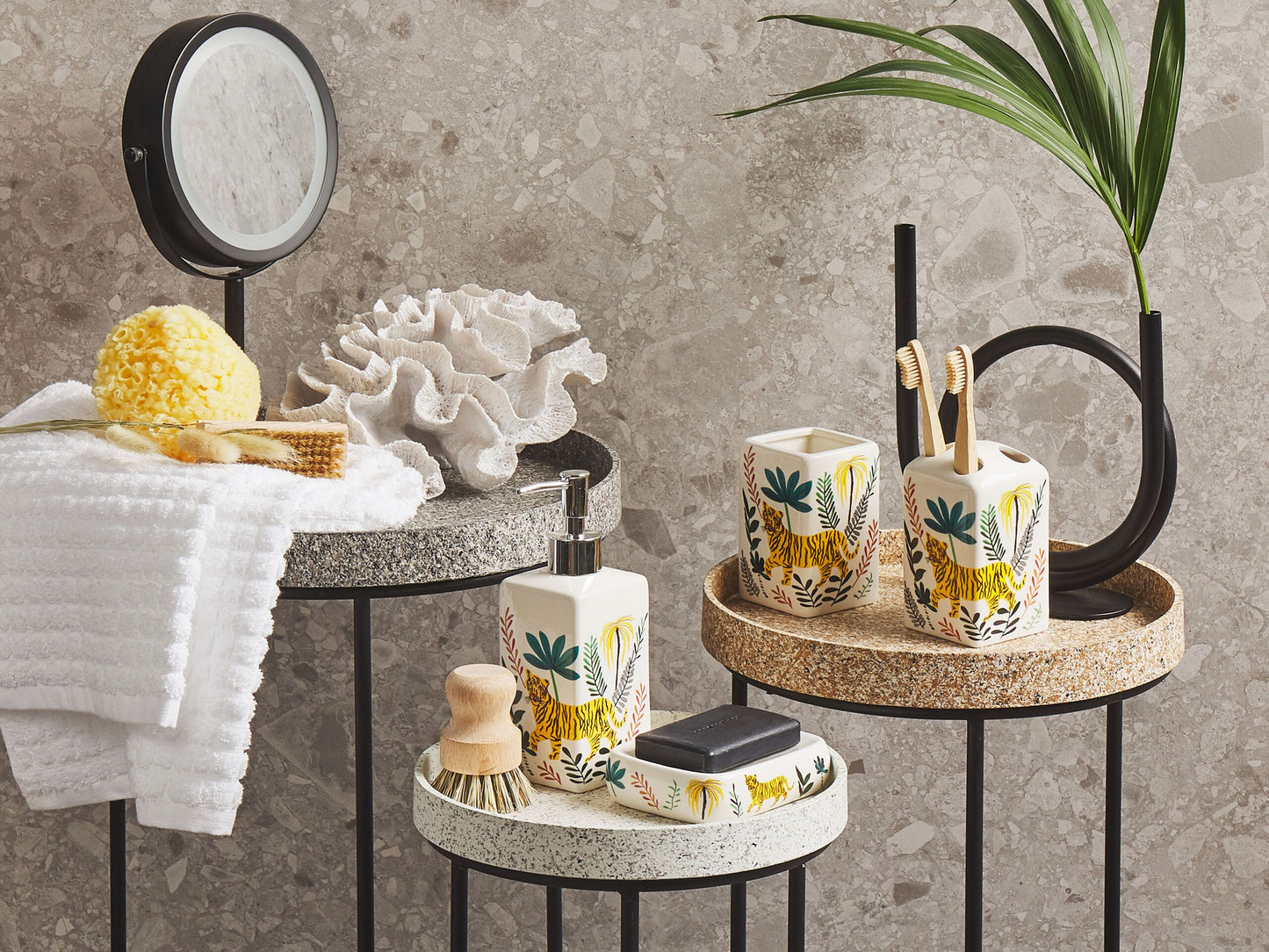 Badezimmer Set 4-teilig Keramik bunt Tiermotiv CODAZZI