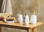 Badezimmer Set 4-teilig Keramik weiss Gesichtsmotiv BARINAS