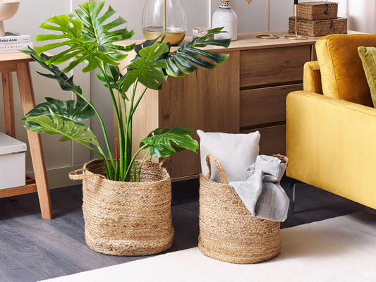 Textilkorb Jute sandbeige 2er Set KAELLA