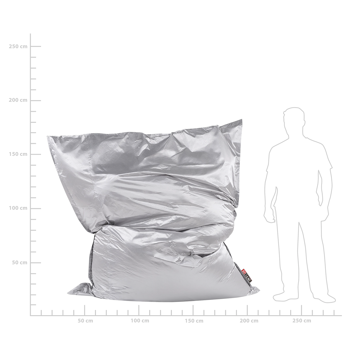 Sitzsack 600 L FUZZY 180 cm 230 cm Silber