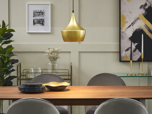 Hängelampe Metall gold matt Glockenform FRASER