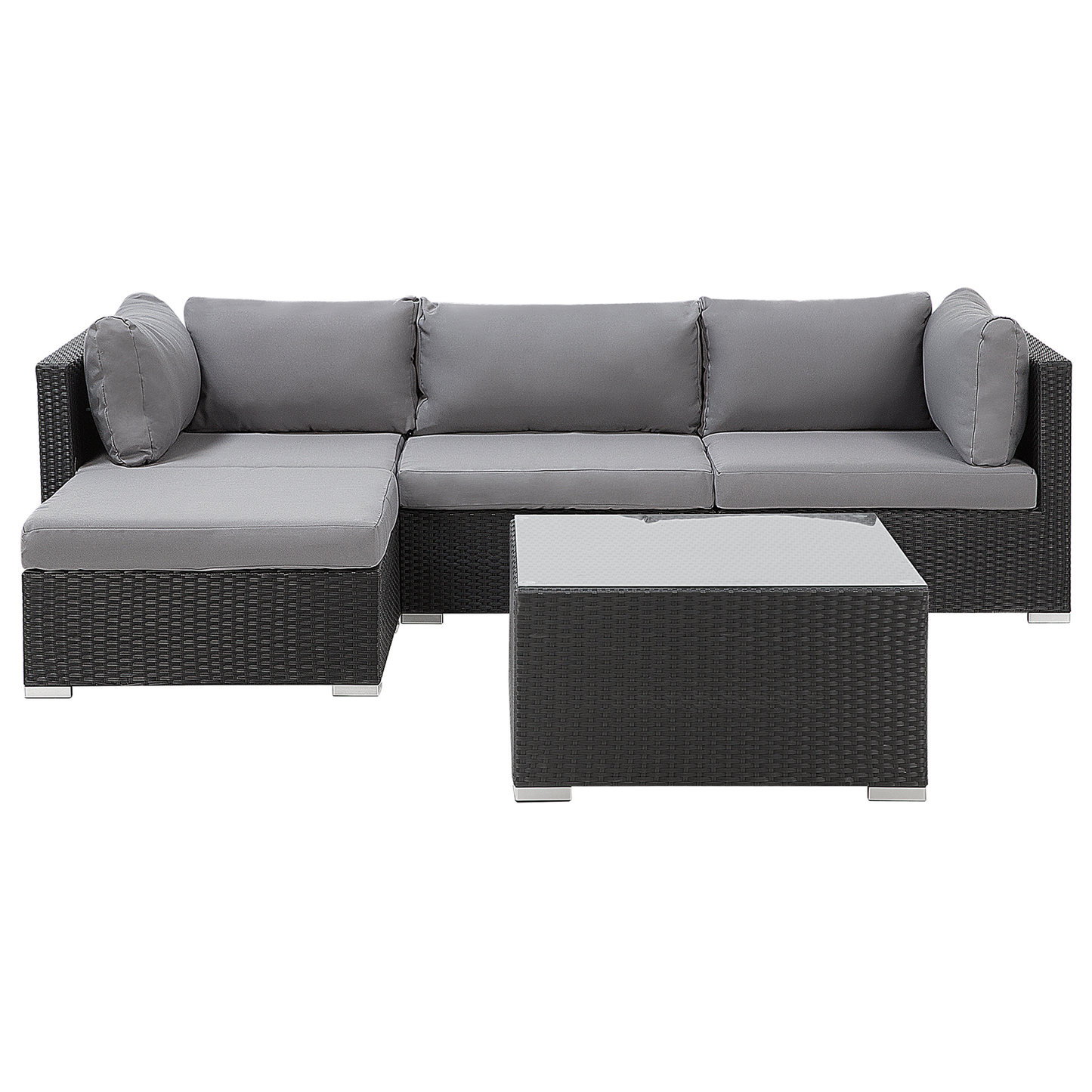 Lounge Set Linksseitig PE Rattan Schwarz SANO