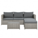 Garten Ecksofa mit Tisch 5-Sitzer SABBIA linksseitig modular Polyrattan Hellgrau