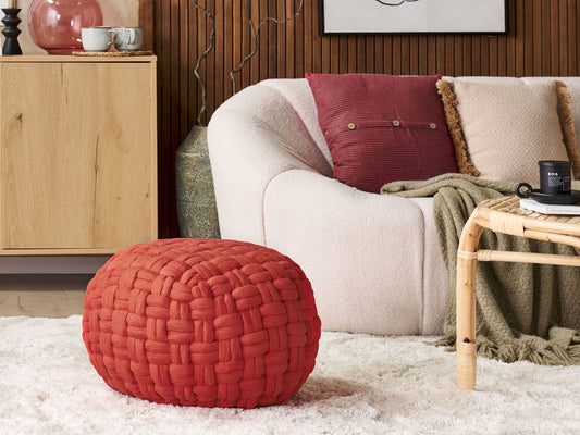 Pouf Samtstoff rot rund 45 x 35 cm HOPA