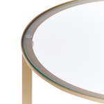 Beistelltisch Glas gold / dunkler Holzfarbton ⌀ 40 cm LIBBY