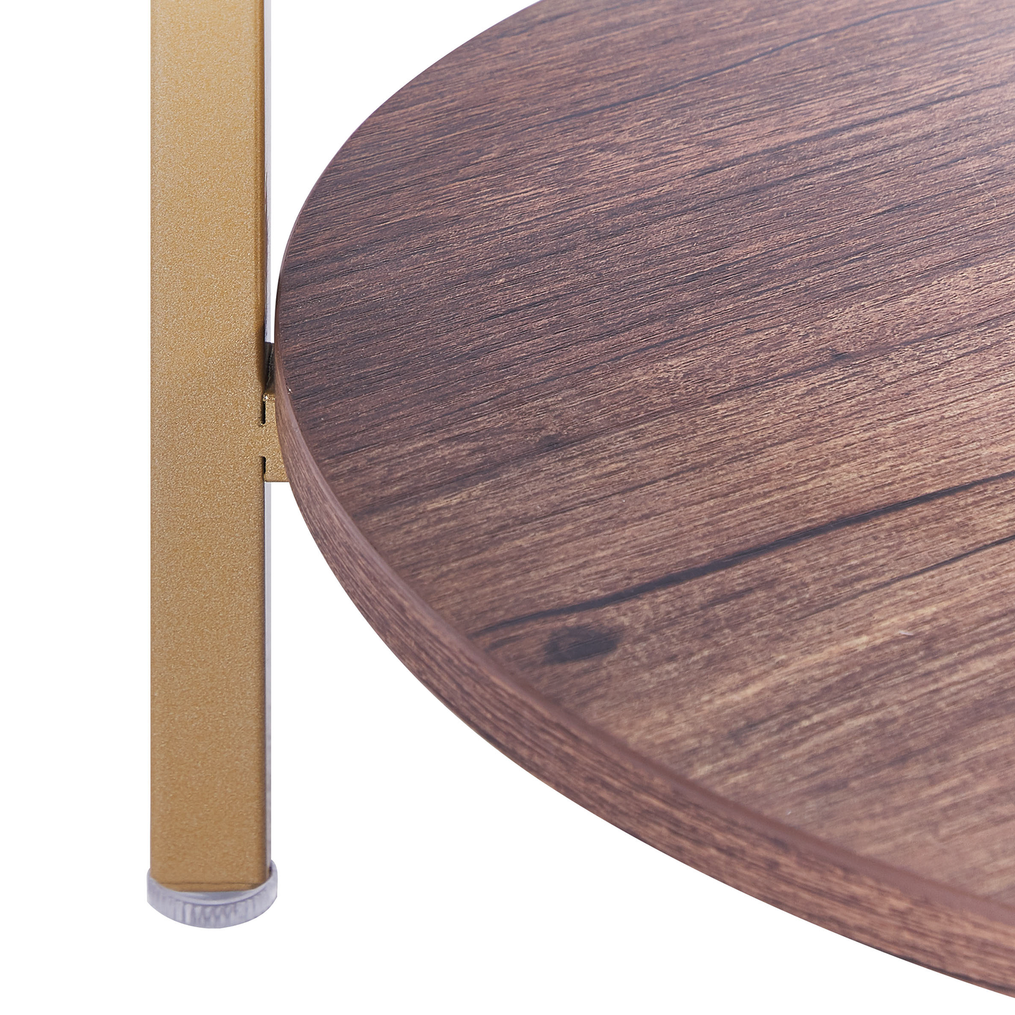 Beistelltisch Glas gold / dunkler Holzfarbton ⌀ 40 cm LIBBY