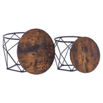 Couchtisch 2er Set Holzoptik dunkelbraun / schwarz rund BRUNI