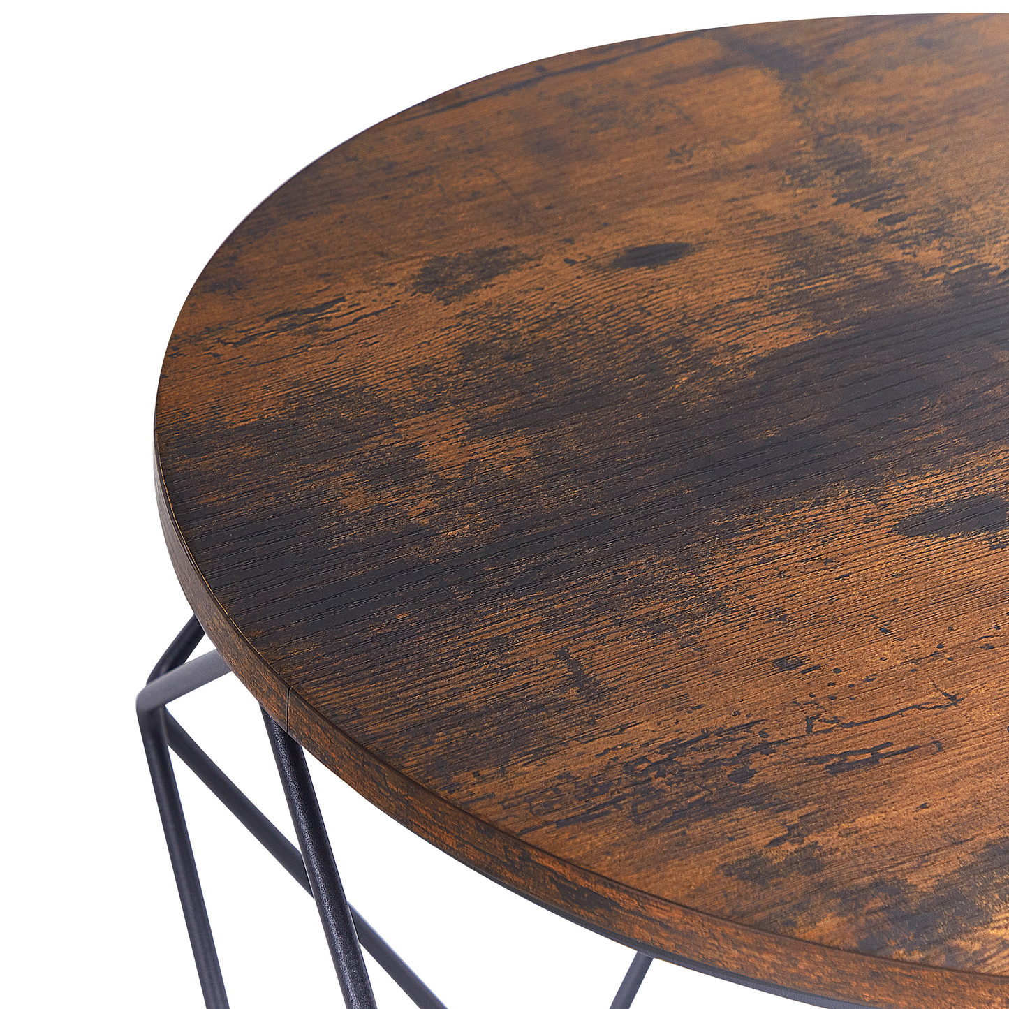 Couchtisch 2er Set Holzoptik dunkelbraun / schwarz rund BRUNI