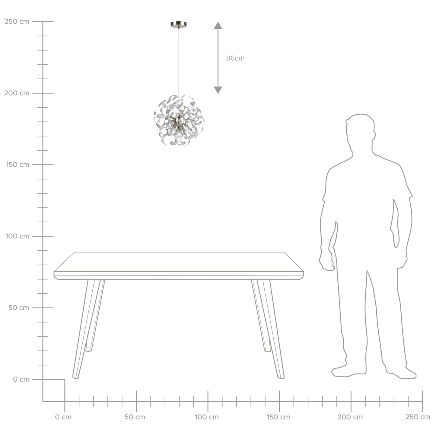 Hängelampe Nickel 7-flammig Schleifen-Optik ICANA