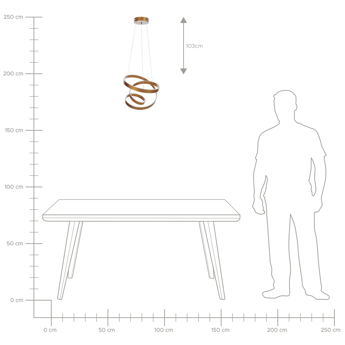 LED Hängelampe WANLI Metall Gold