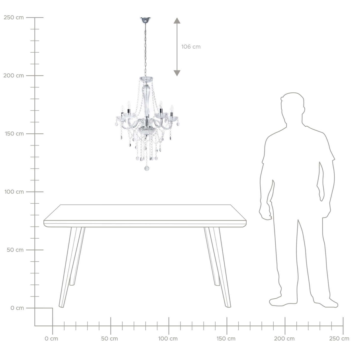 Kronleuchter LOCONE Kristall Silber