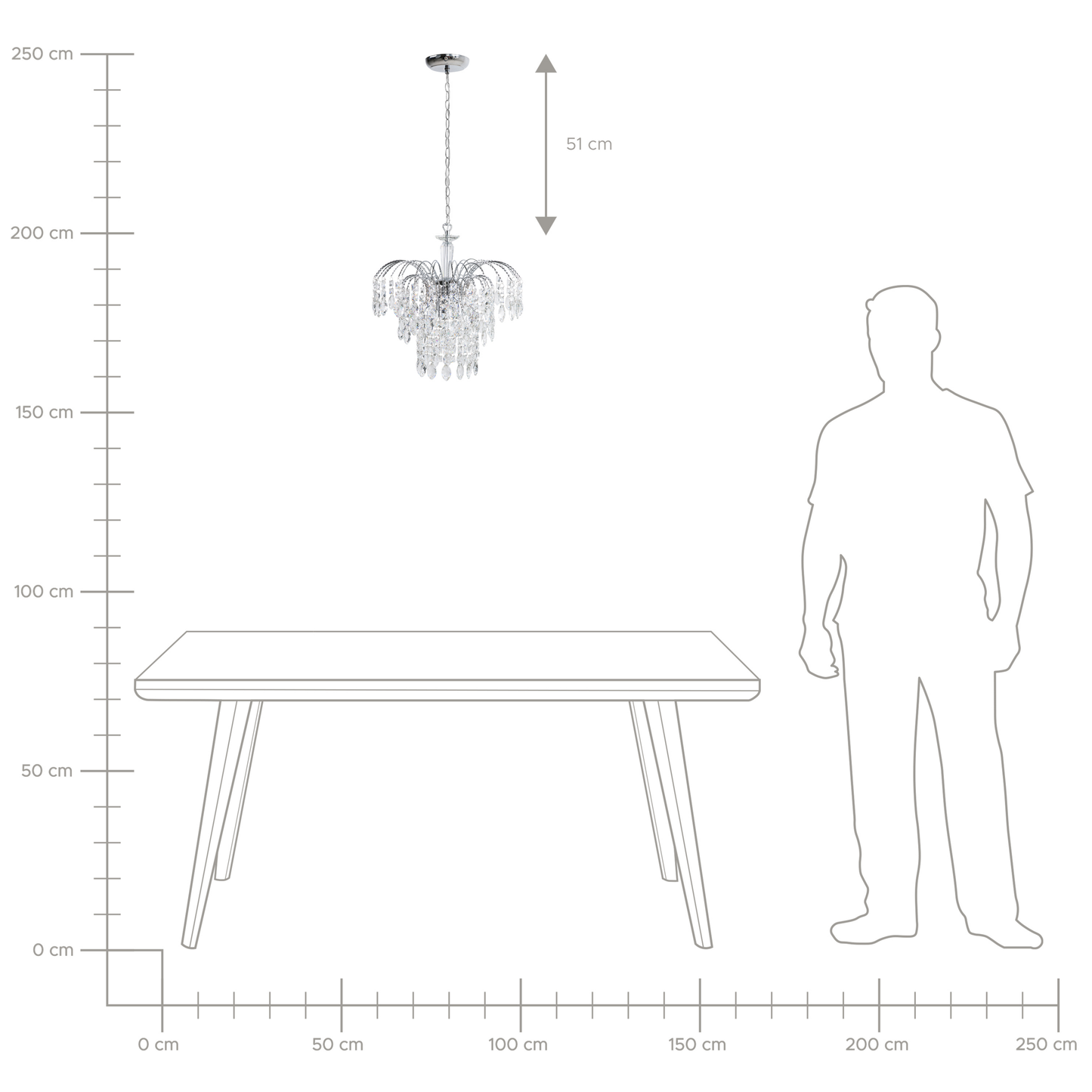 Kronleuchter Metall / Acrylglas silber Kristall-Optik 3-flammig RIVIL