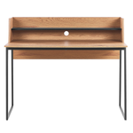 Schreibtisch heller Holzfarbton / schwarz 120 x 59 cm mit Ablage GORUS