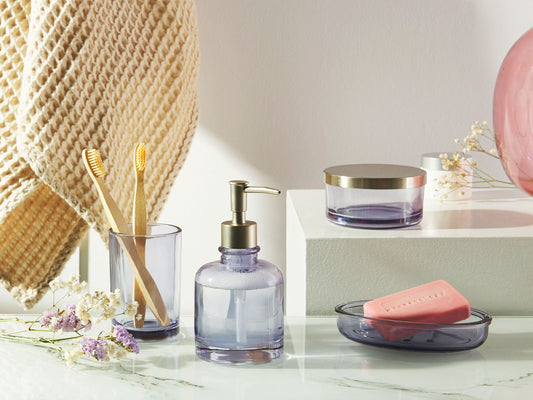 Badaccessoires Set 4-teilig TELMA Glas Violett