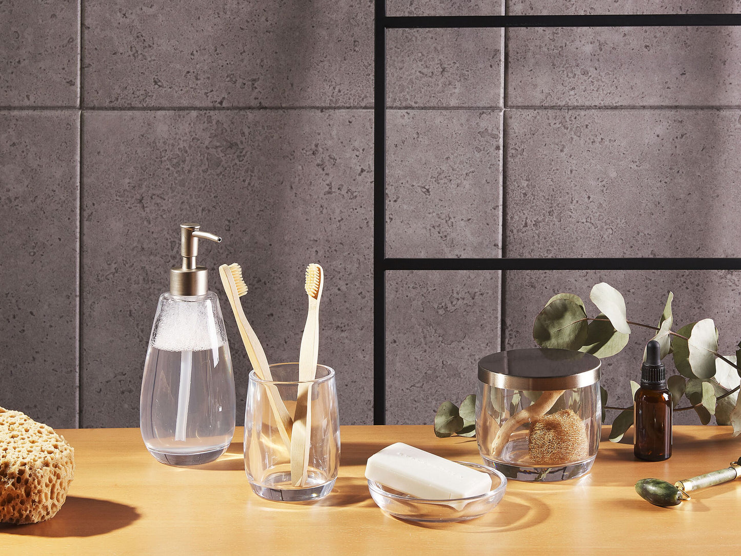 Badaccessoires Set 4-teilig SONORA Glas Transparent