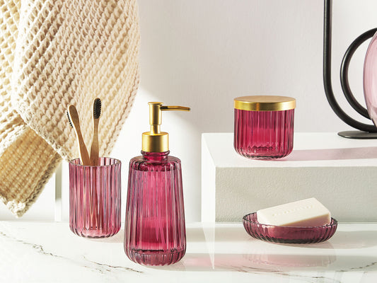 Badezimmer Set 4-teilig Glas pink CARDENA