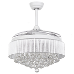 Deckenventilator mit Licht weiss Kristall-Optik einziehbare Flügel PEEL