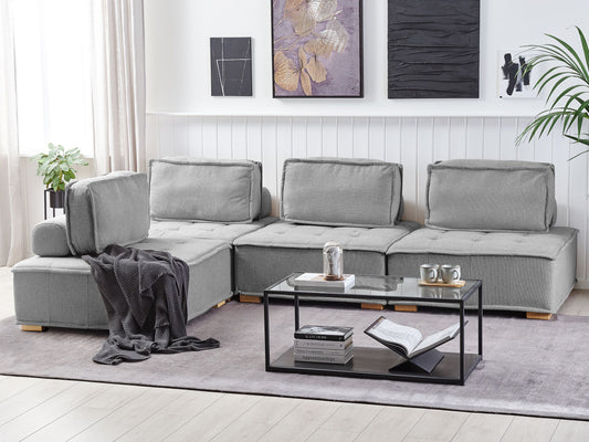 Ecksofa Stoff grau 4-Sitzer modular TIBRO
