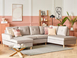 Schlafsofa U-förmig Samtstoff beige mit Stauraum LERUM