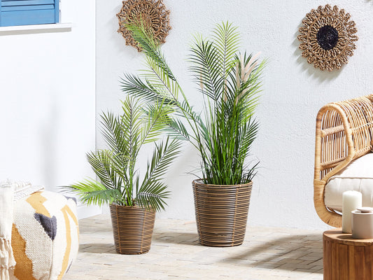 Set mit 2 Blumentöpfen SARTI PE Rattan 24/31 cm Braun
