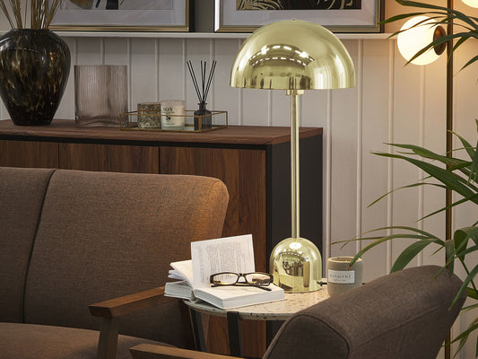 Tischlampe Metall gold glänzend 64 cm rund MACASIA