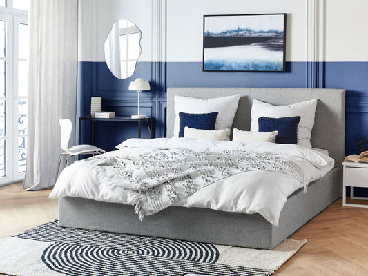 Bett mit Stauraum Stoff LORIENT 180 x 200 cm Grau