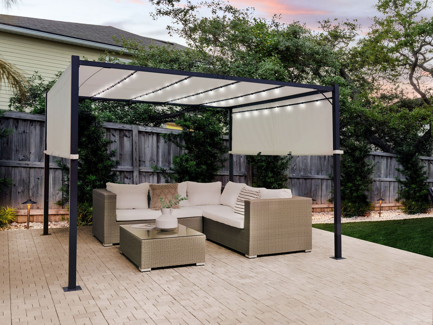 Pavillon LED PARGA Metall 310 cm 310 cm Beige