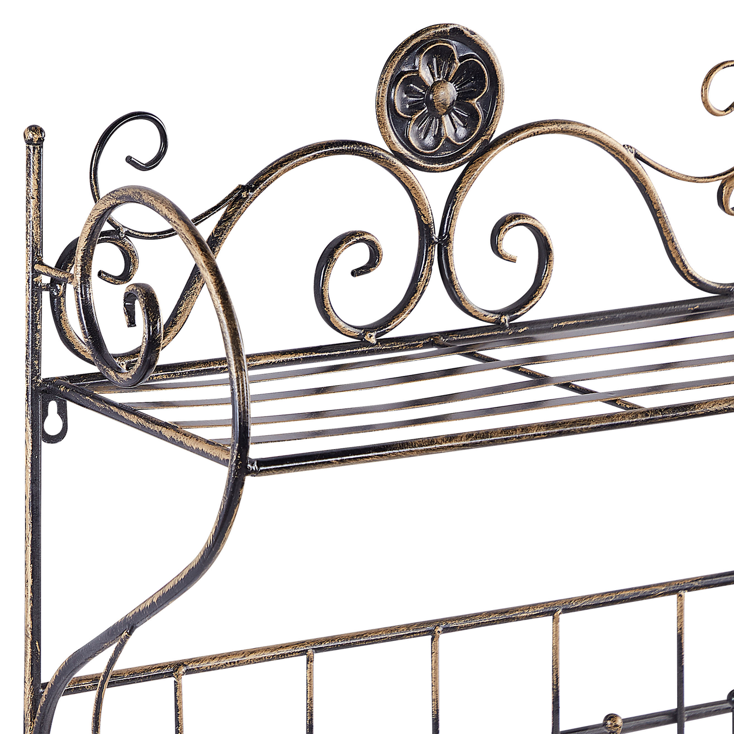 Bad Wandregal Metall Antik Optik schwarz mit Haken OSORNO