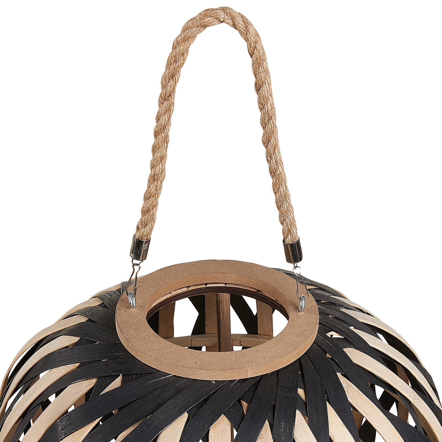 Laterne BESAH Bambusholz 37 cm Schwarz