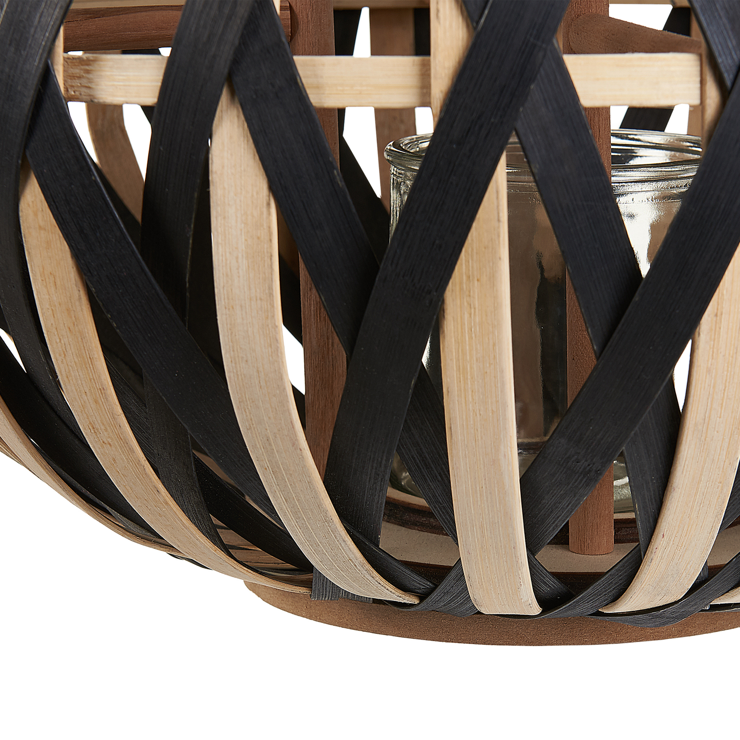 Laterne BESAH Bambusholz 37 cm Schwarz