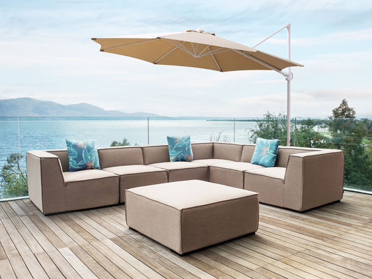 Ampelschirm ⌀ 295 cm taupe / weiss SAVONA II