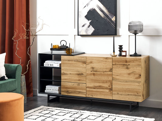 Sideboard mit 2 Türen FIORA 75 cm Braun / Schwarz