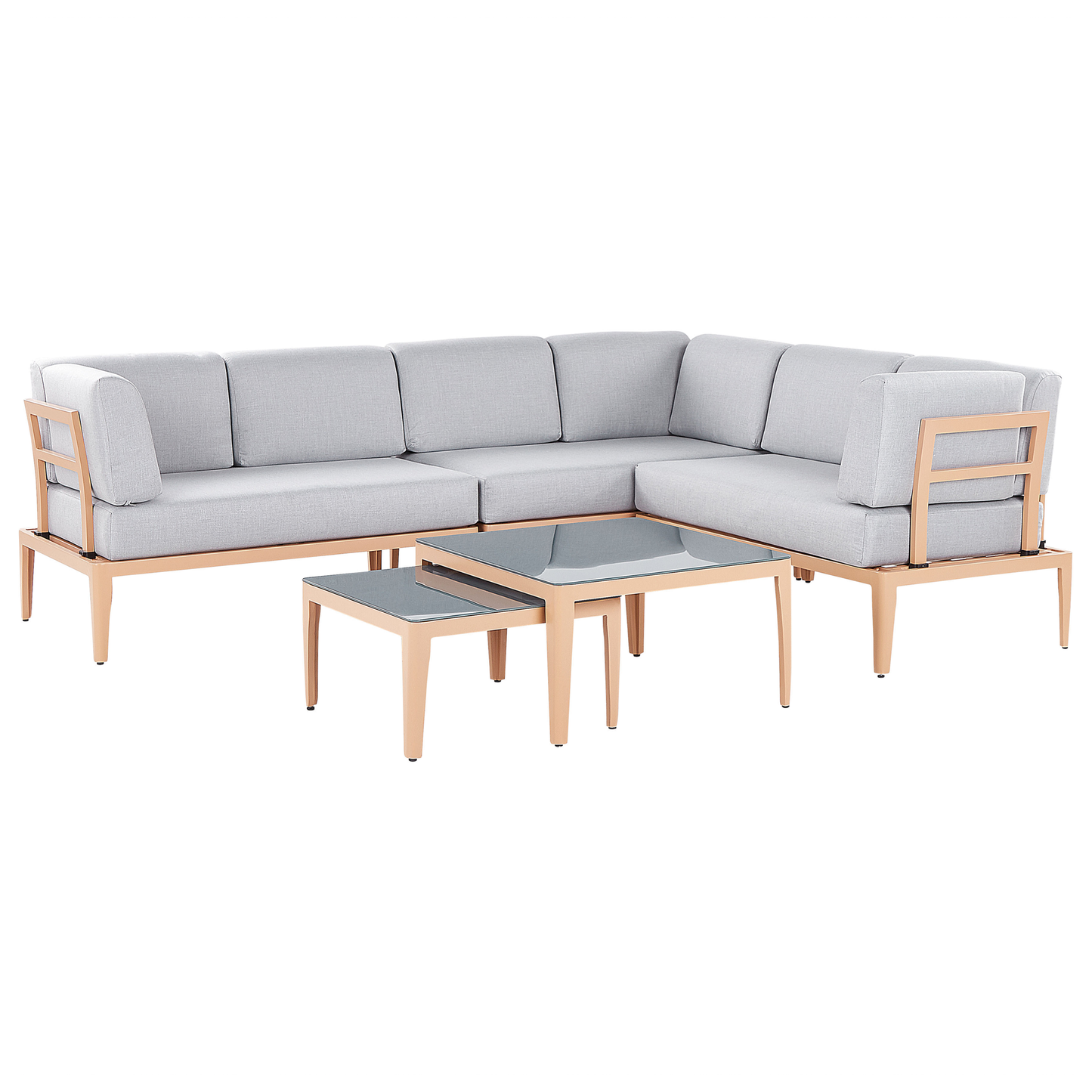 Garten Ecksofa mit Tisch 6-Sitzer RIMA III linksseitig modular Metall Grau