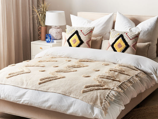 Kuscheldecke FATEHPUR Baumwolle 130 x 180 cm Beige