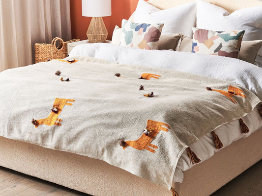 Kuscheldecke KHANDWA Baumwolle 130 x 180 cm Beige