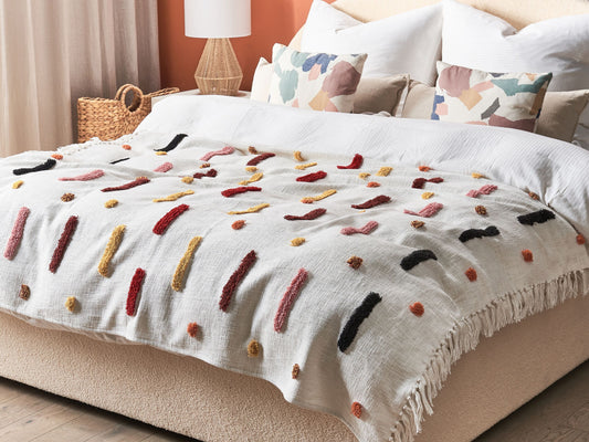 Kuscheldecke ALAPPUZHA Baumwolle 130 x 180 cm Weiss