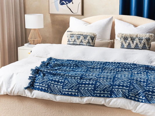 Kuscheldecke SHIVPURI Baumwolle 130 x 180 cm Blau
