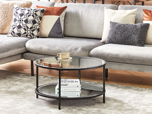 Couchtisch Glas / Metall schwarz ⌀ 70 cm BIRNEY