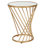 Couchtisch 2er Set Glas / Metall Spiegeleffekt gold rund TWIST