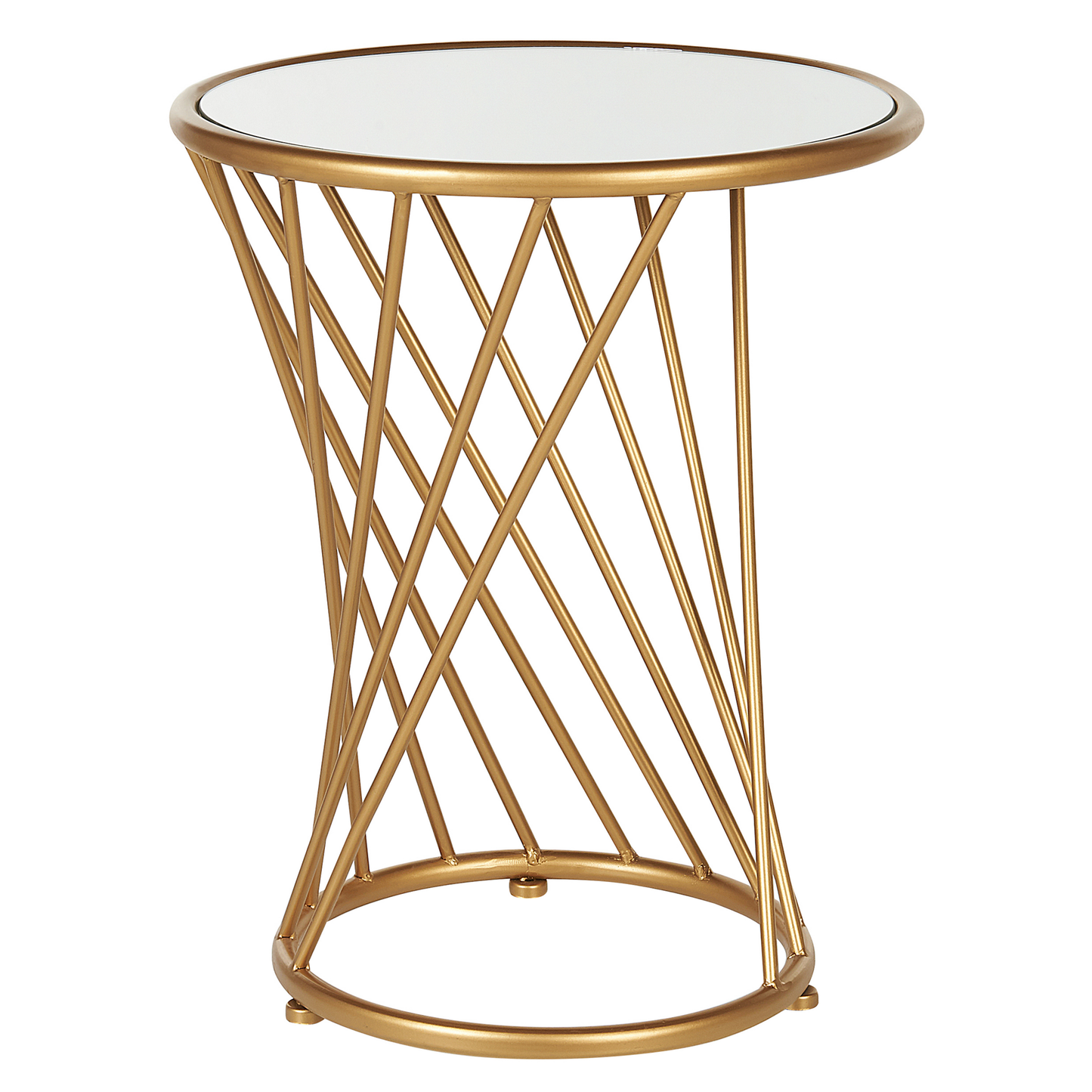 Couchtisch 2er Set Glas / Metall Spiegeleffekt gold rund TWIST