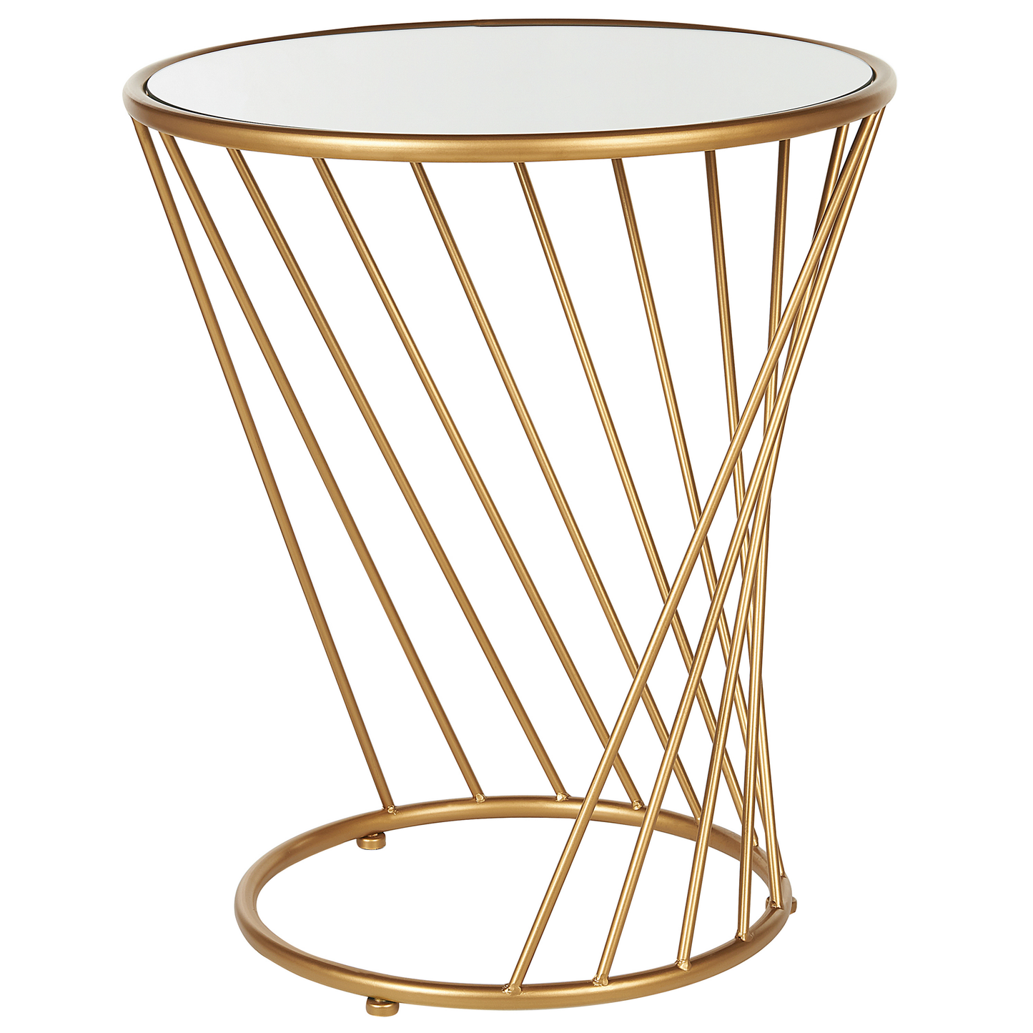 Couchtisch 2er Set Glas / Metall Spiegeleffekt gold rund TWIST