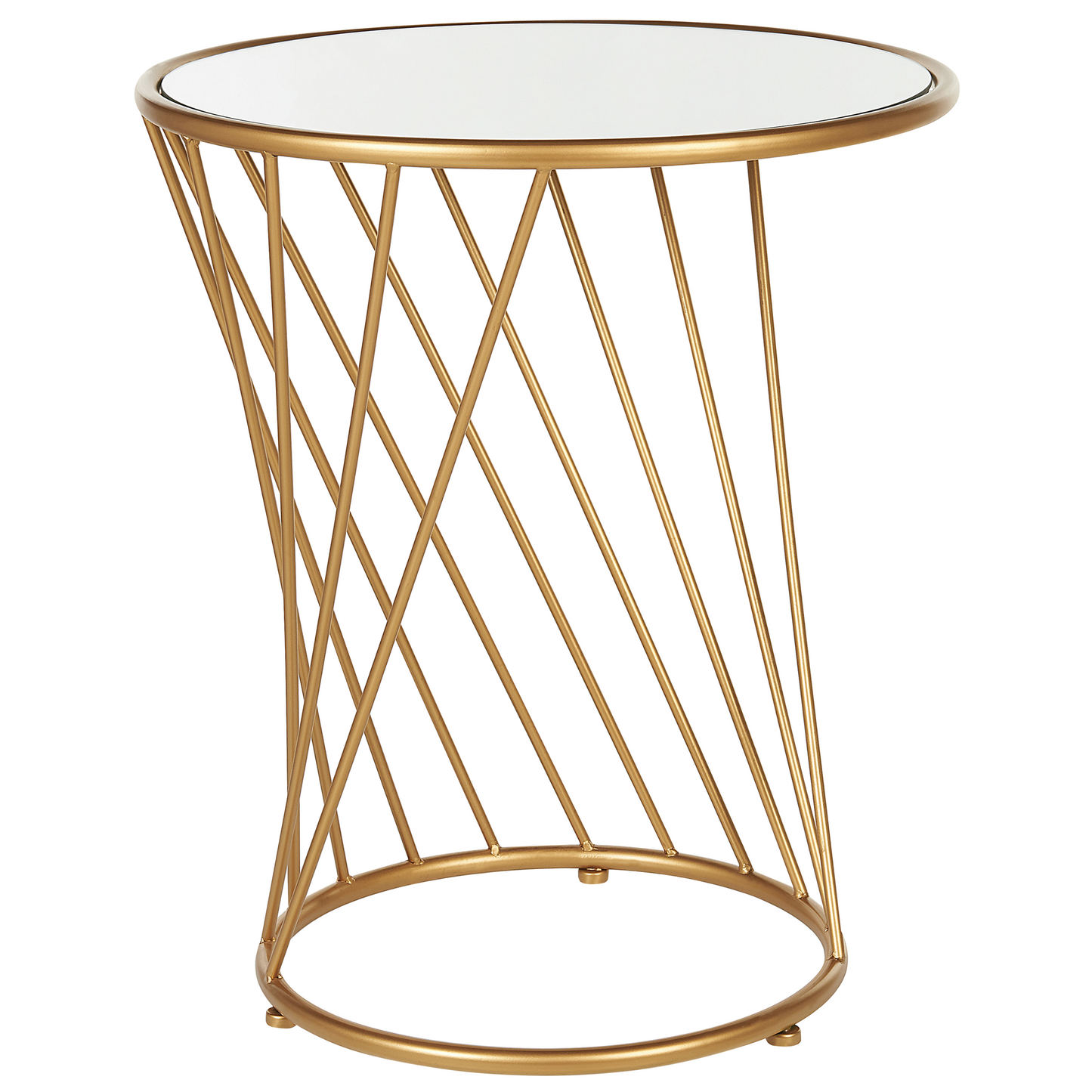 Couchtisch 2er Set Glas / Metall Spiegeleffekt gold rund TWIST